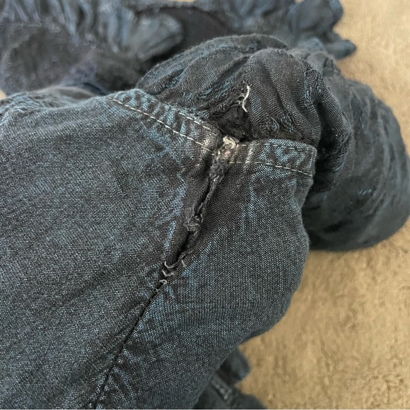 L’Pogee Whimsigoth Boho Velvet Ruffle Lace Button-Up Blouse Blue Embroidered OS - Picture 13 of 13